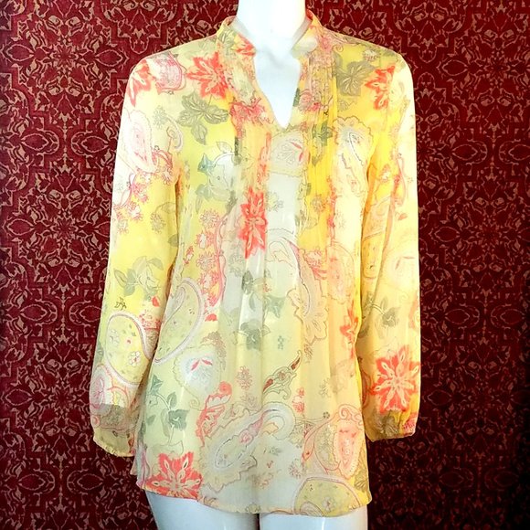 Susan Graver Tops - SUSAN GRAVER yellow tunic blouse S 💥